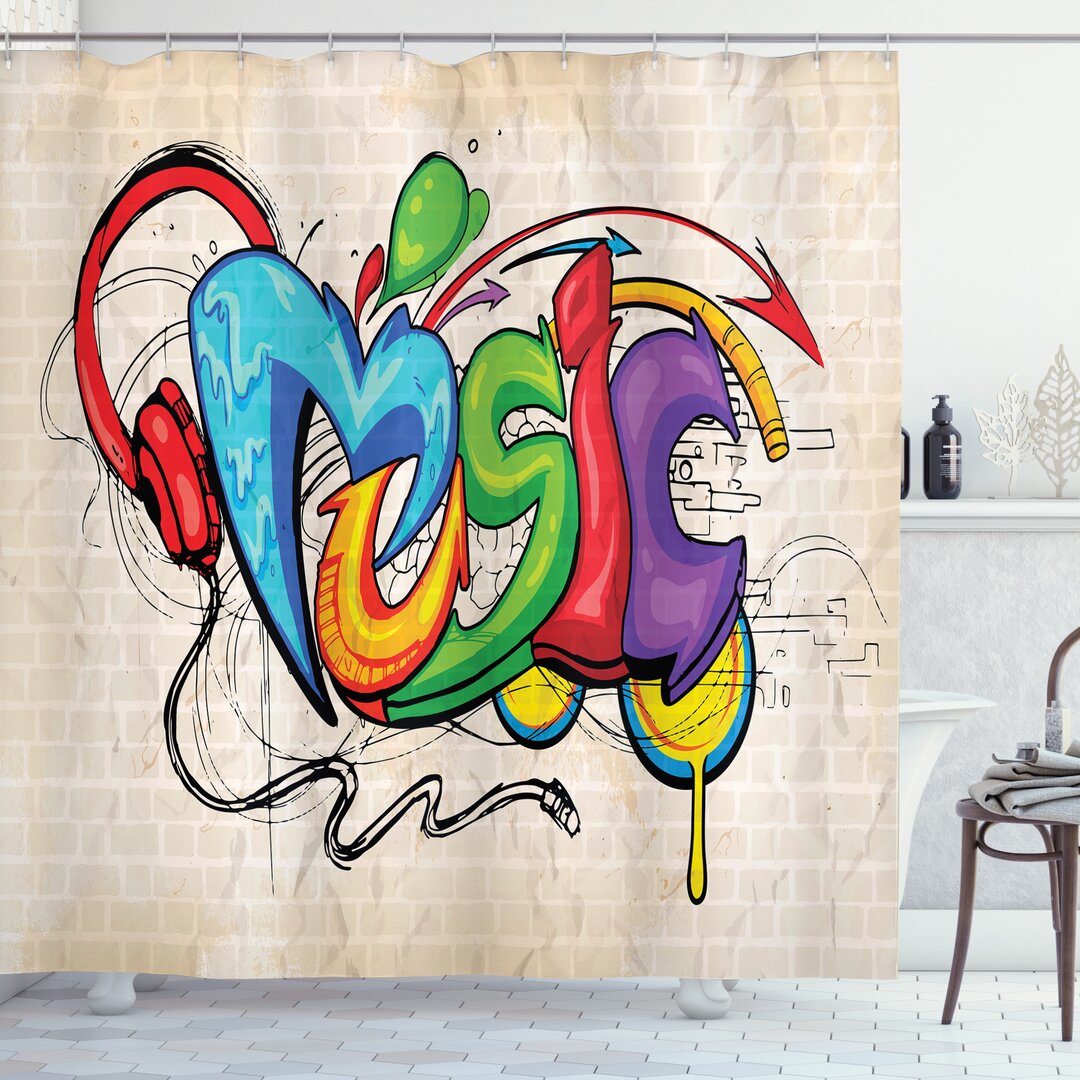 Duschvorhang, Musik Graffiti Hip Hop, Retro, Mehrfarbig