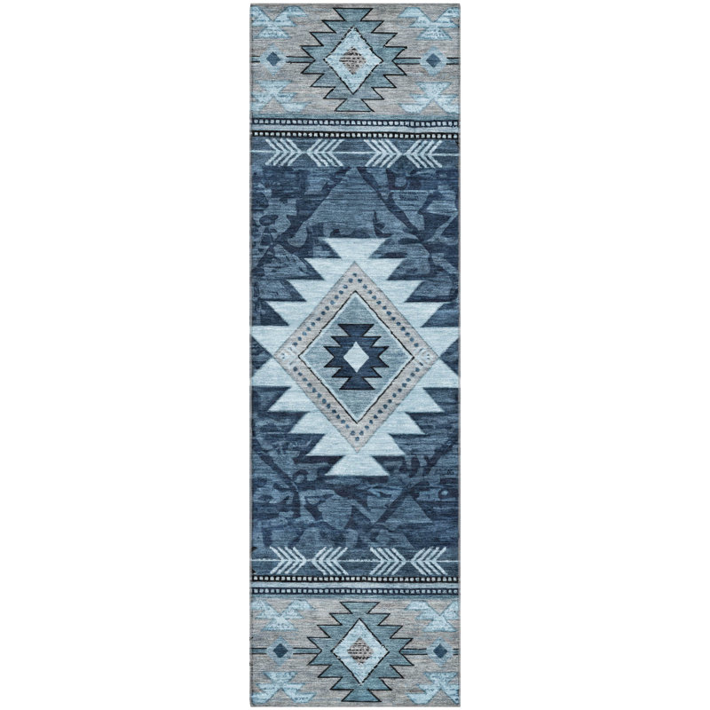 Premium Machine Washable Lucchesi AMF1754 Tribal Rug, Runner 2'3" x 7'6"