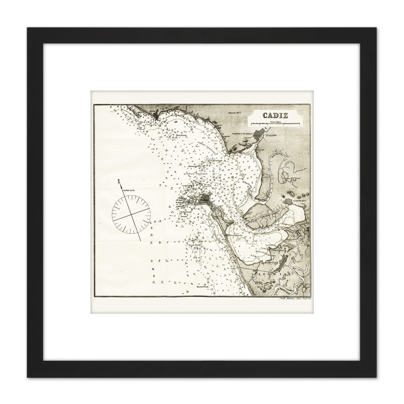 Map Antique Rosser 1869 Cadiz Spain Historic Replica - Single Picture Frame Painting