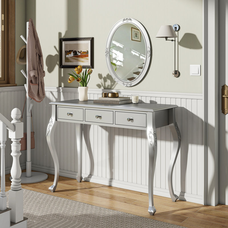 Meuble-lavabo de luxe avec miroir ovale, Argent argent