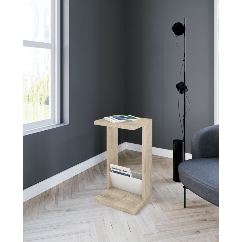 Hadnot C Table End Table, Light Oak/White