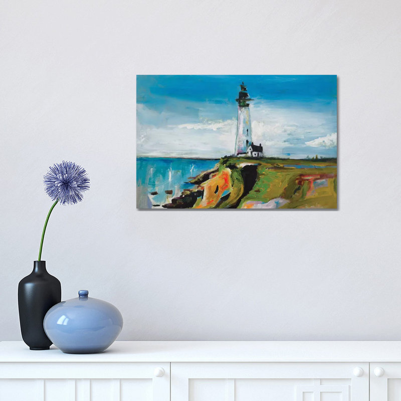 Lighthouse On A Cliff by Andy Beauchamp - Wrapped Canvas Print, 30.48 cm H x 45.72 cm W