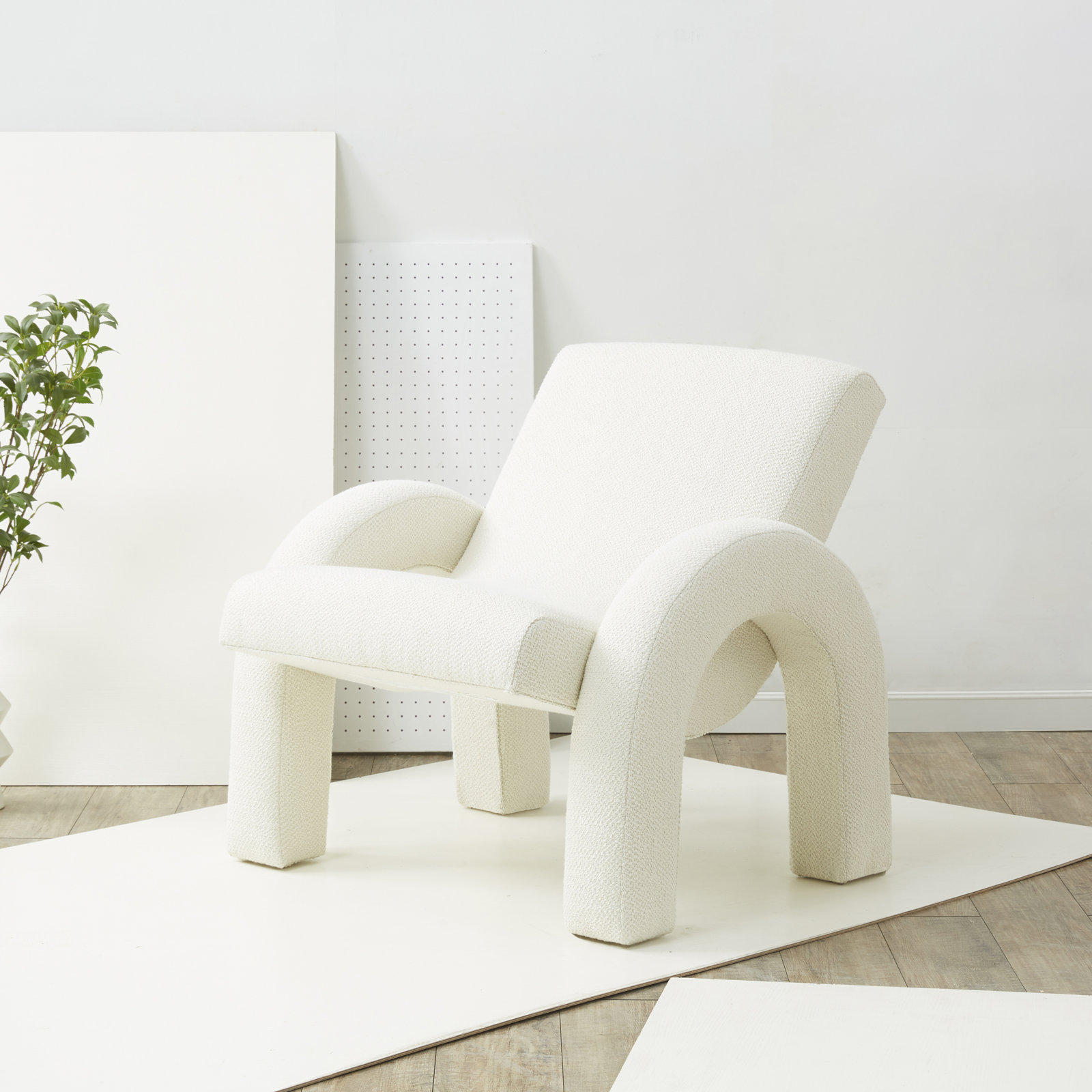 Isle Pine Armchair, Ivory Polyester Blend