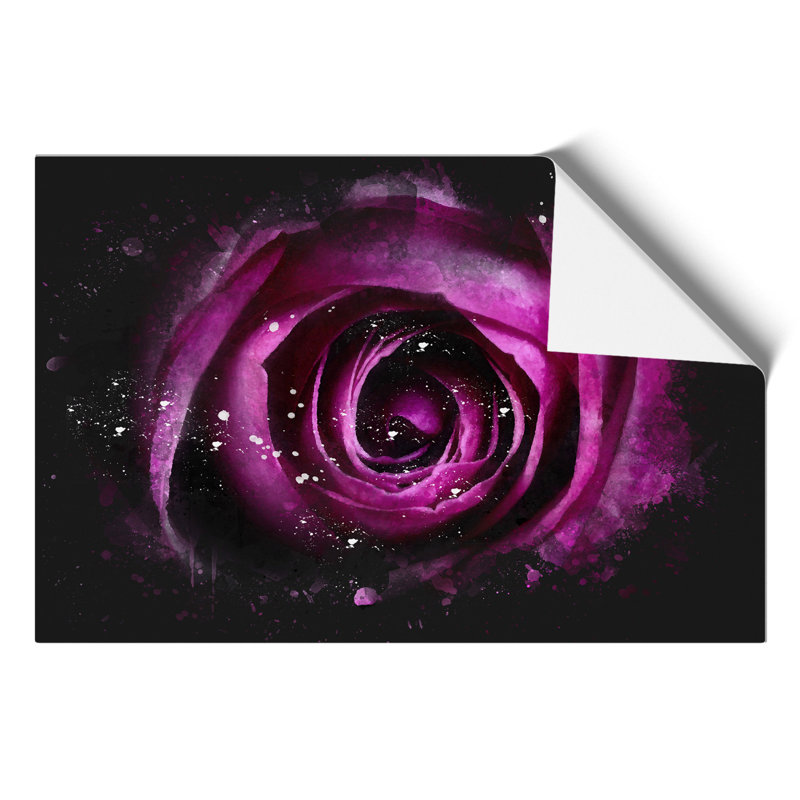 Purple Rose Flower Paint Splash - Frameless Print, 21cm H x 30cm W x 0.1cm D