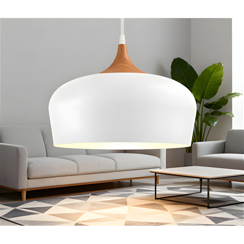 Luminaire suspendu moderne réglable avec grain de bois, plafonnier en dôme pour îlot de cuisine et salle à manger, compatible avec douille E26
