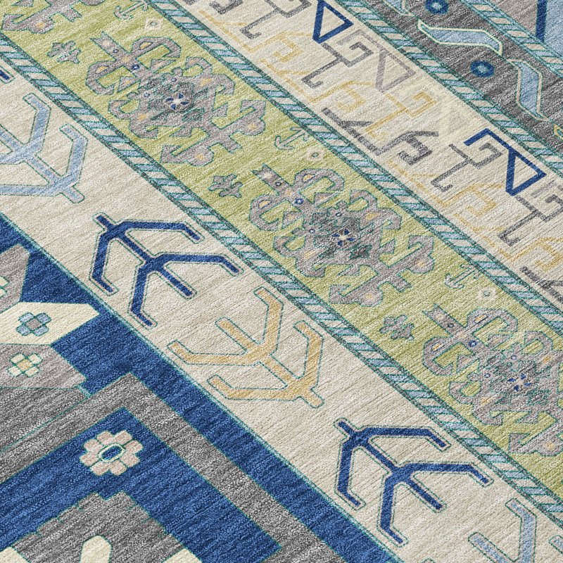 Tapis bleu lavable intérieur / extérieur Solara , 8 pi x 8 pi