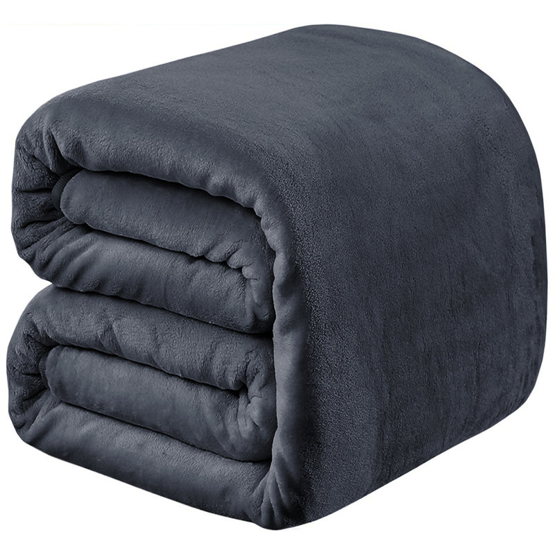 Jyon Soft Touch Mink Faux Fur Throw/Blanket, Grey, Double