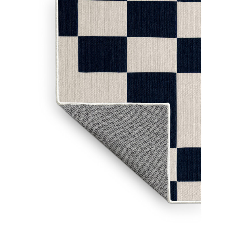Tapis beige à carreaux lavable à la machine, Carré 3 pi