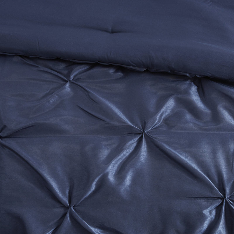 Ensemble de literie 7 pièces Elegant Navy, capitonné en polyester avec coussins décoratifs