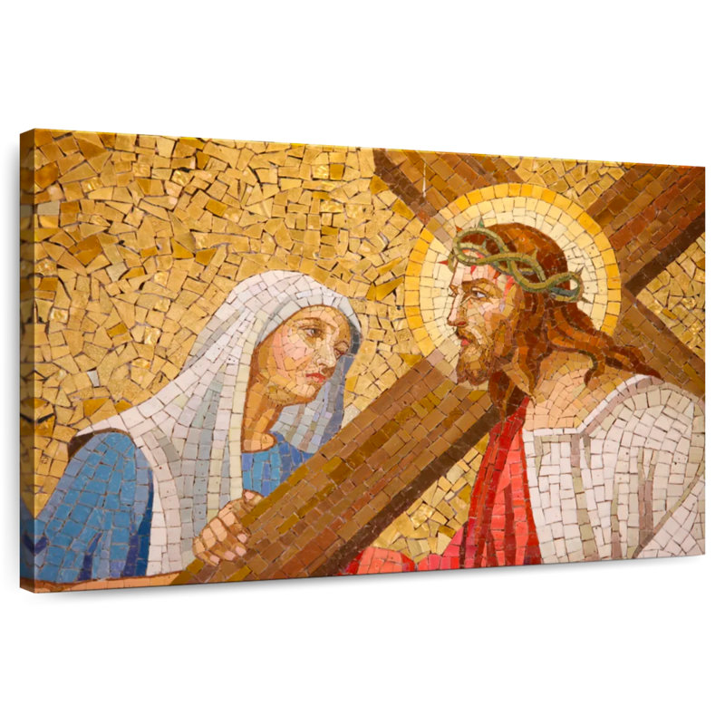 Jésus-Christ et Marie mosaïque, H 26 po x l 39 po