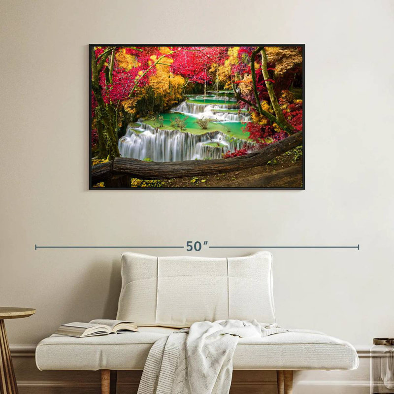 Cascade Huai Mae Khamin, Cadre flottant noir, 40 po x 27 po
