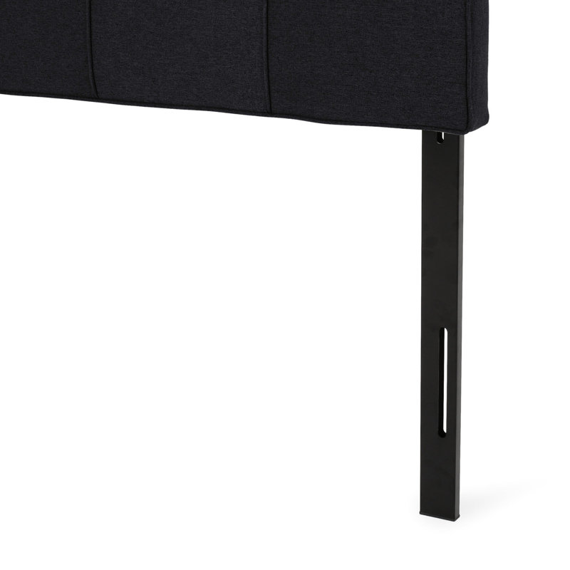 King Sized Headboard With Sophisticated Tufting And Fabric Cover In Black Bed Piped Edges Waffle