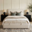 Boucle Bed Frame With Storage, Upholstered Headboard, Metal Bed Frame With Headboard, Hydraulic Storage System, No Box Spring Required