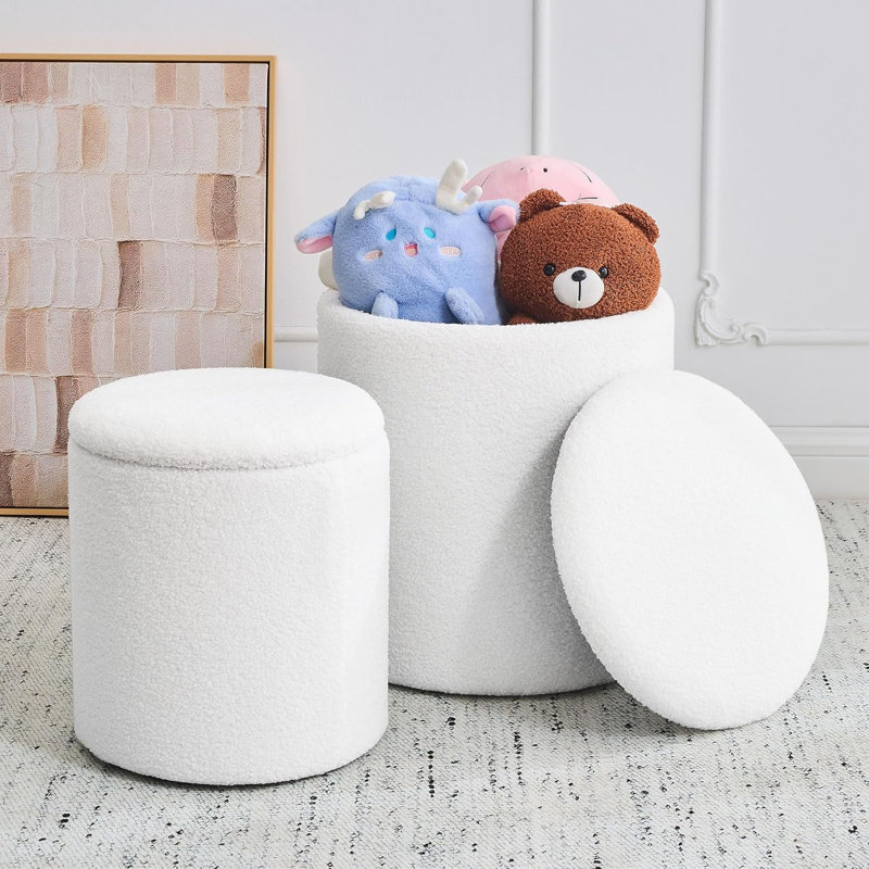 Tabourets de coiffeuse et repose-pieds rembourrés - blanc