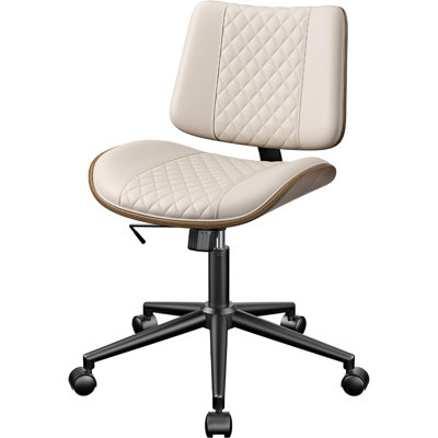 Home Colerain Office Chair No Arms With Wheels, Adjustable Height PU Leather Mid Back 360 Swivel Computer Chair, Armless Small Desk Chair For Office, by George Oliver