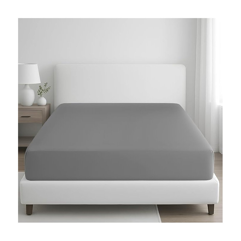 Luxury 100% Egyptian Cotton Fitted Sheet – Extra Deep Pocket 35cm (14”), Soft, Breathable & Secure Elastic Fit, Double (4'6)