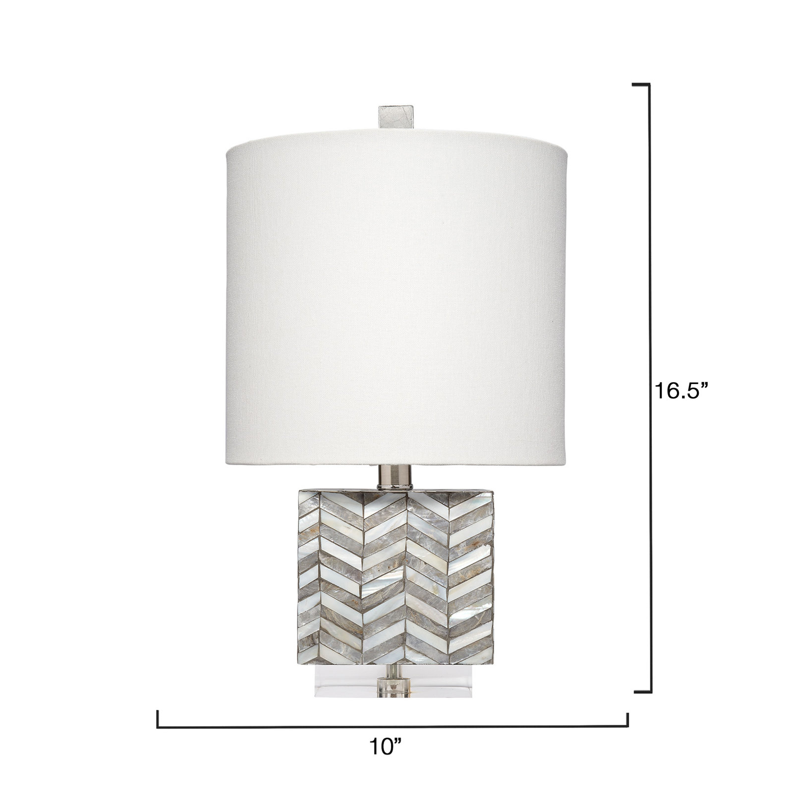 Mother of Pearl Linen Table Lamp, Beige, White/Gray
