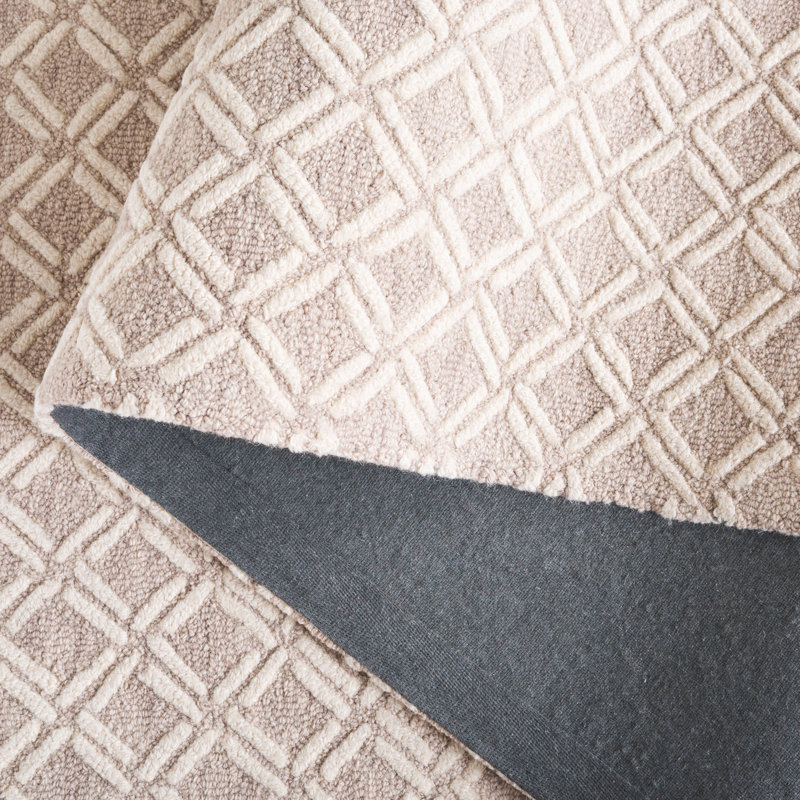 Genre 350 Hand Tufted Wool/Cotton Geometric Rug in Beige/Ivory, Rectangle 5' x 8'