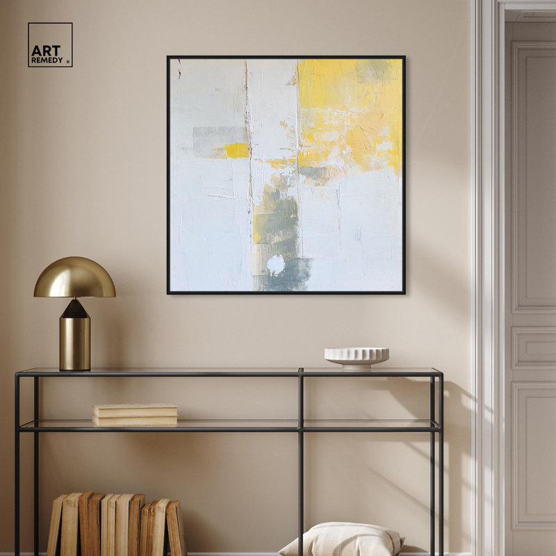 «Sunshine Ruins I Canvas Minimal Abstracts» par Art Remedy, H 31 po x l 31 po x P 1,8 po, Cadre flottant noir