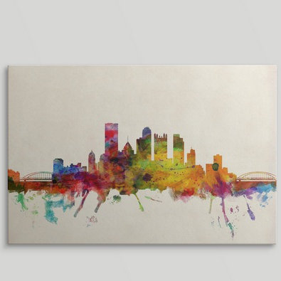 «Pittsburgh Skyline» par Francy, impression, H 20 po x l 30 po x P 1,5 po, Toile