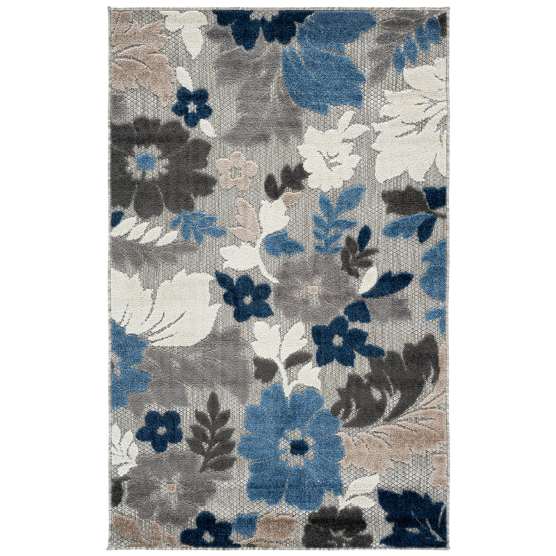 Tapis d'intérieur / extérieur floral Delly Performance, Rectangulaire 3 pi x 5 pi