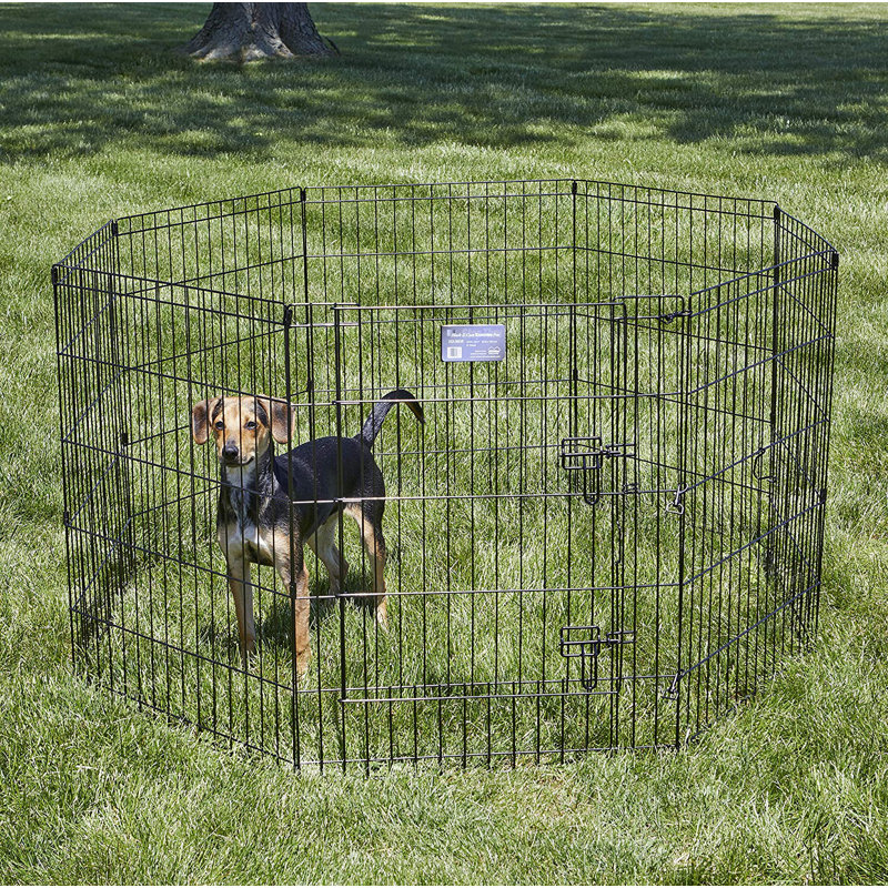 Black Metal 24" x 30" Foldable Pet Playpen with Door
