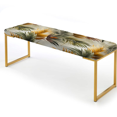 Tropical Geometry Tropical Pattern - Tropical Upholstered Gold Bench