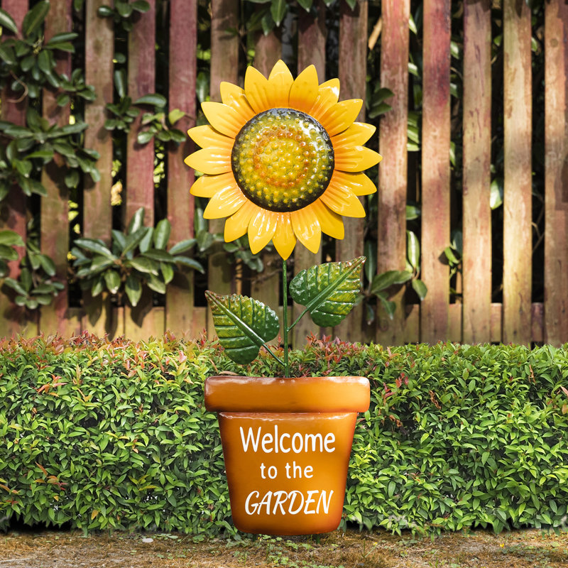 Piquet de jardin en métal tournesol