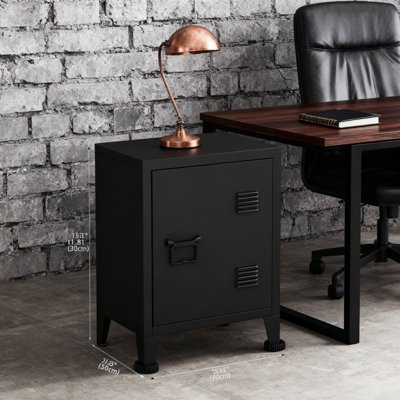 Table de chevet moderne en métal avec tablette, table de chevet en acier avec armoire de rangement pour le salon et la chambre à coucher, assemblage facile et finition thermolaquée durable