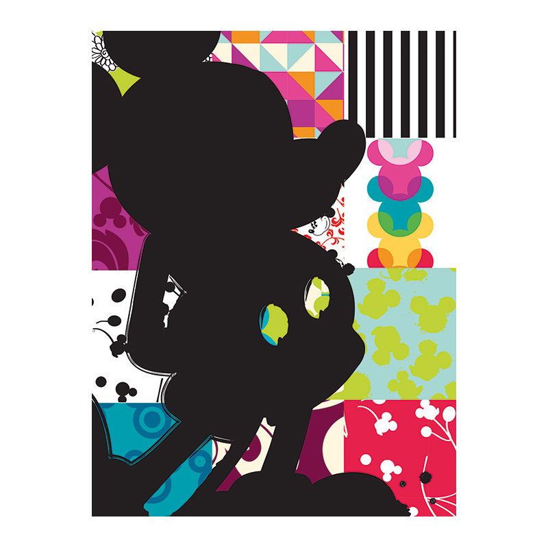 Mickey Mouse Patchwork Silhouette' Graphic Art Print on Wrapped Canvas