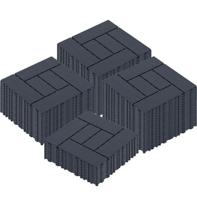12 tuiles de terrasse en plastique imperméables 12 "X12" pour le patio (44 PCS)
