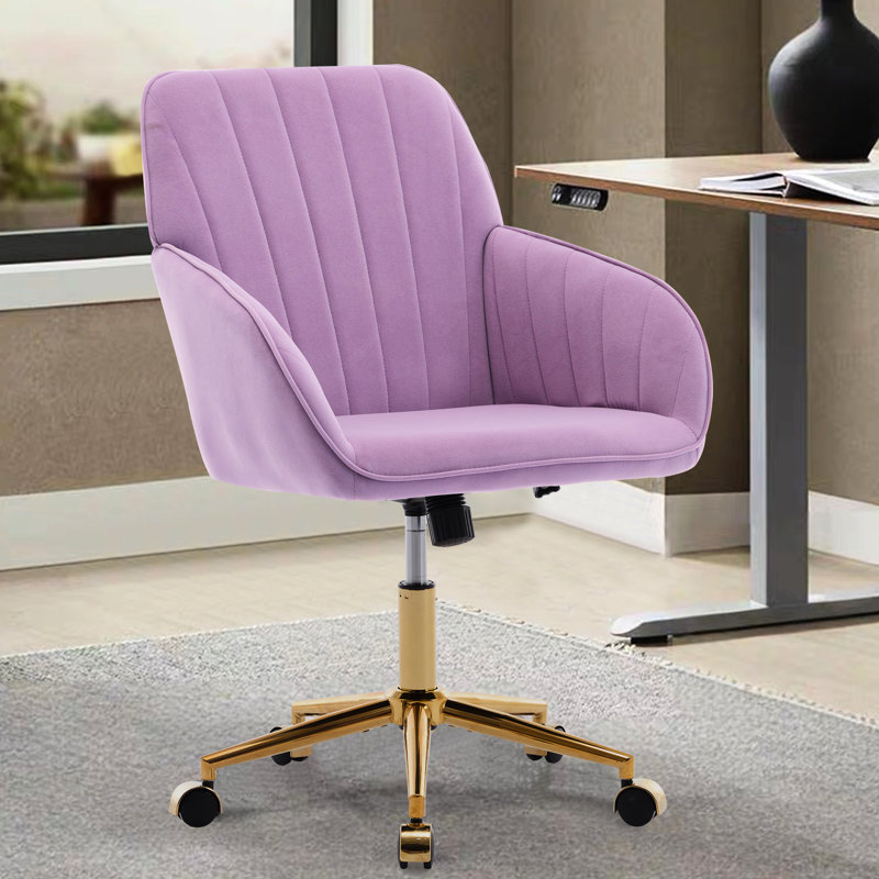 Fauteuil de bureau en velours kaki, ergonomique et réglable pour une meilleure journée de travail, Lilas