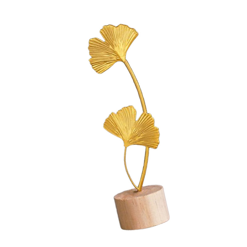 Statuette de feuille de ginkgo décorative moderne en fer, ornement de bureau pour table d'entrée, courte