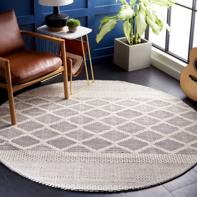 Allyx Hand Woven Wool/Cotton Geometric Rug in Ivory/Black