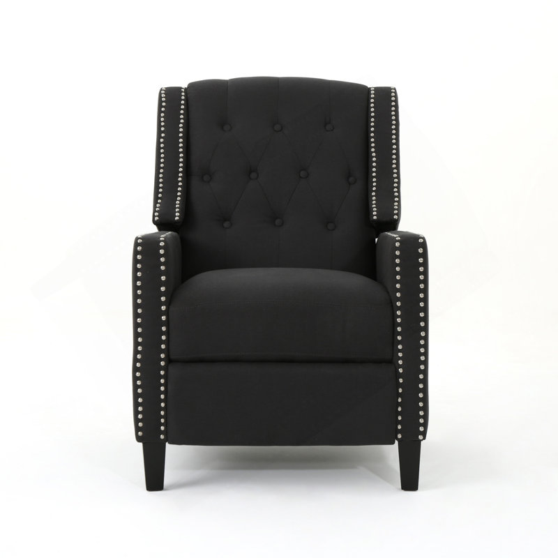Classic Dark Grey Fabric Push Back Chair, Dark Gray Fabric