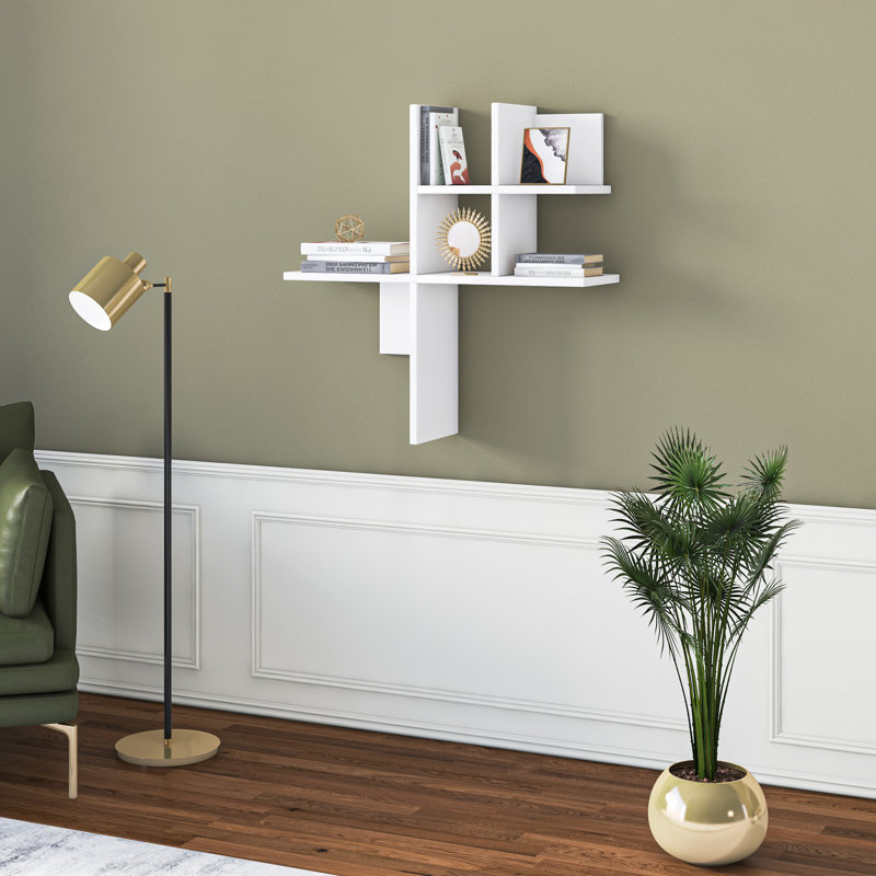 5 Piece Floating Shelf, White