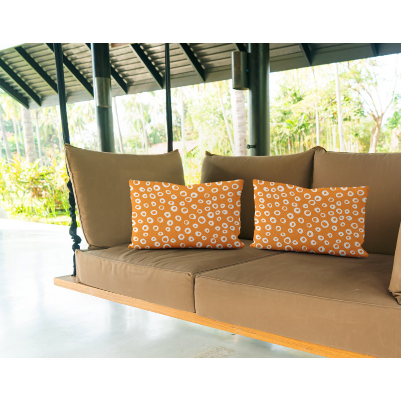 Oreiller carré intérieur / extérieur à pois Tanta, Orange