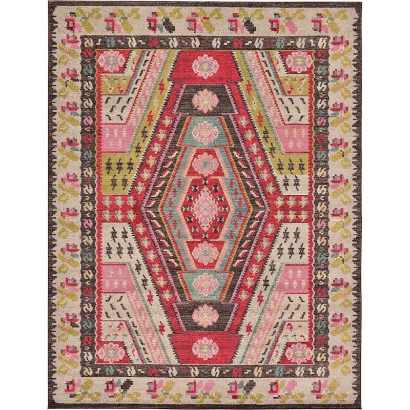 Tapis oriental beige / rouge Beverley, Rectangle 9 pi x 12 pi