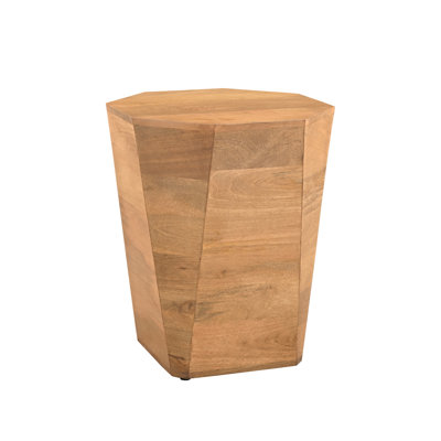 Contemporary Hardwood Octagon Side Table, Natural