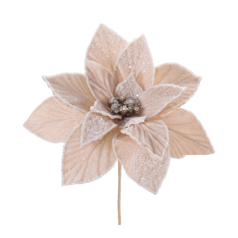 Tige de fleur de poinsettia perlée (ensemble de 4)