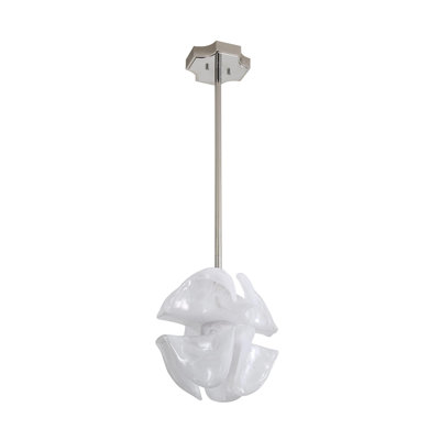 Brower LED 2-Light Pendant in Polished Nickel with Icy Glass Shade
