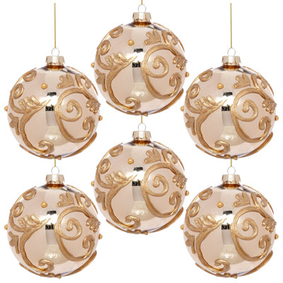 Gold Scroll Ball Ornament, 5 Inches