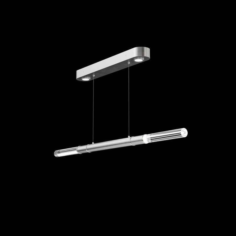 Antonia 62"W Linear Pendant, Nickel/Silver Leaf