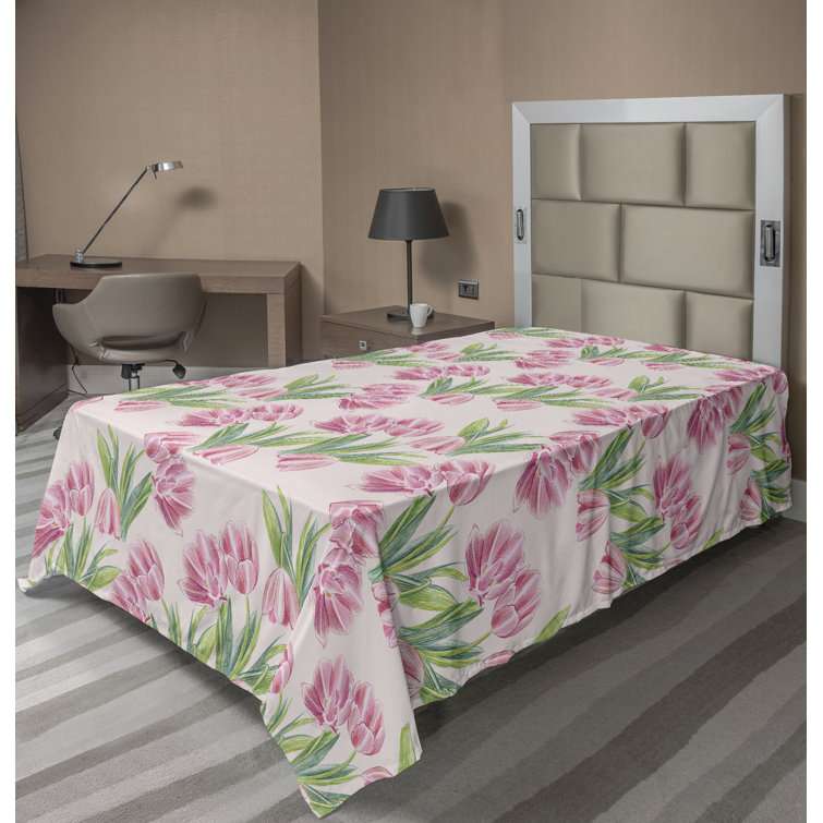 Drap plat à motif floral bohème Ambesonne
