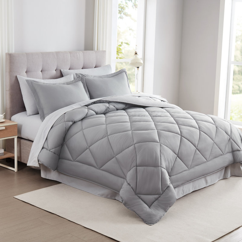 Modern Threads 7-Piece Reversible Comforter Set - Includes Comforter, Sheets, Pillowcases, and Shams, Gray