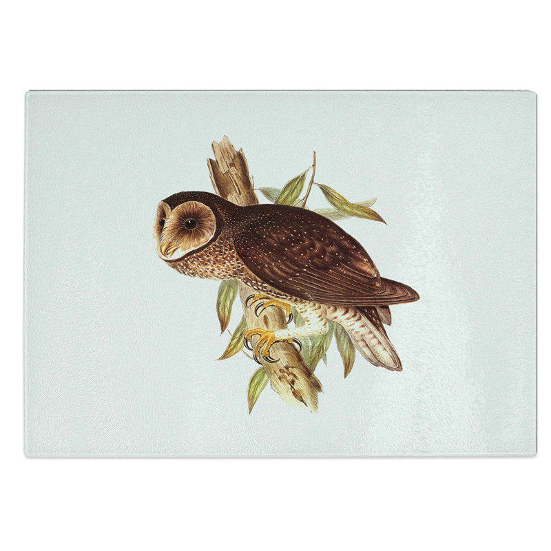 Tempered Glass Sooty Owl by Elizabeth Gould Chopping Board, 39 cm W x 28.5 cm L