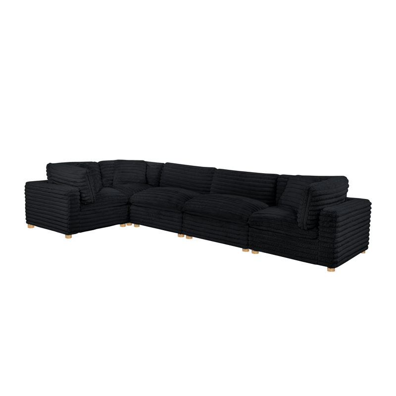 Ensemble modulaire 5 pièces en velours côtelé, Noir