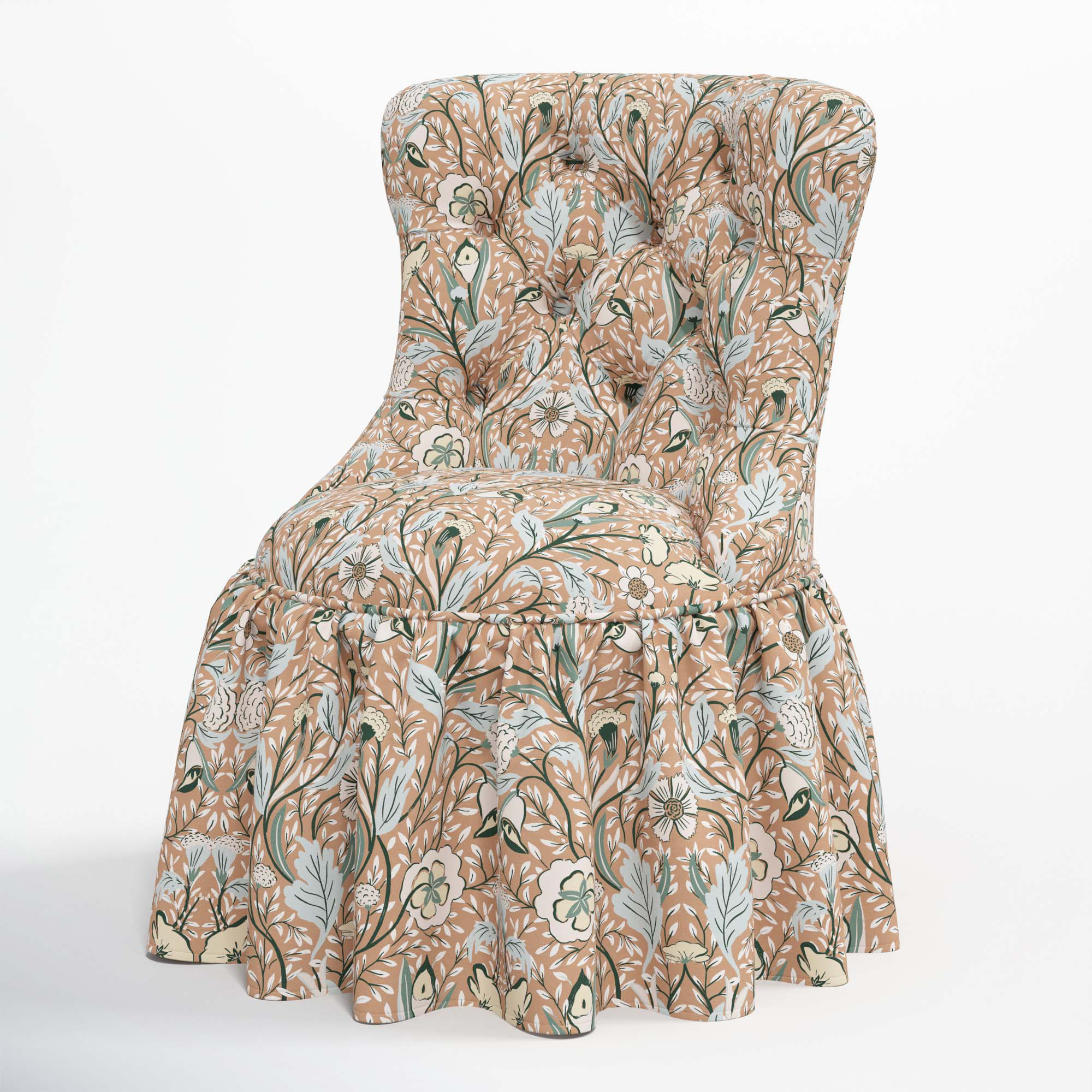 Minnie Upholstered Side Chair, Morris Botanical Peach