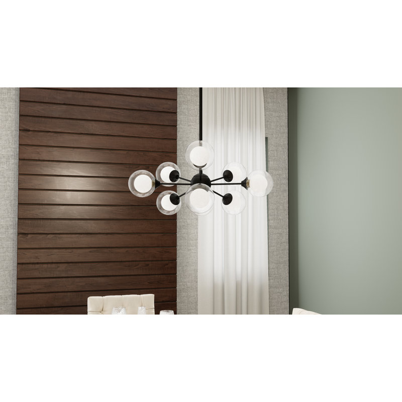 Lustre sphérique Spoutnik à 12 lumières Optimist, 10 po H x 22,75 po L x 22,75 po P, 9, Noir terre