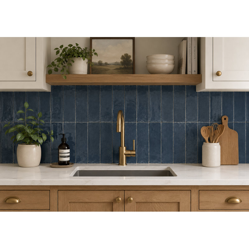 Carreau de terre cuite aspect pierre 2 po x 6 po Zellige, Bleu